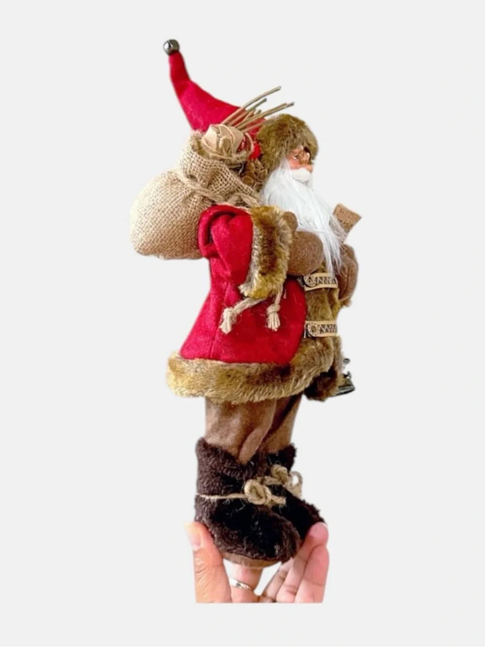 Balsam & Fir Rustic Red & Brown Santa 'Welcome' Figurine Holiday Decor